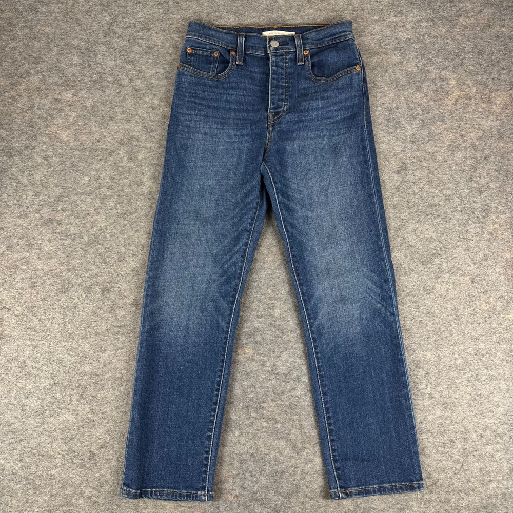 Levi's Wedgie Straight Ankle Jeans 26" Denim Button Fly Blue Womens 26